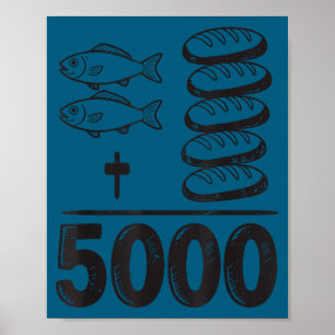 Füttere 5000 Wunder Jesus Mathe Christlich Lustige Poster