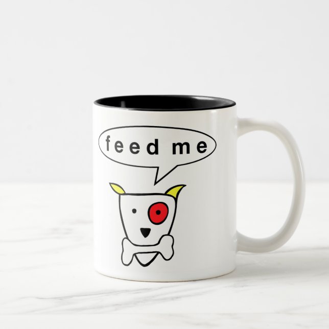 "Füttern Sie mir" HundeTasse Zweifarbige Tasse (Rechts)