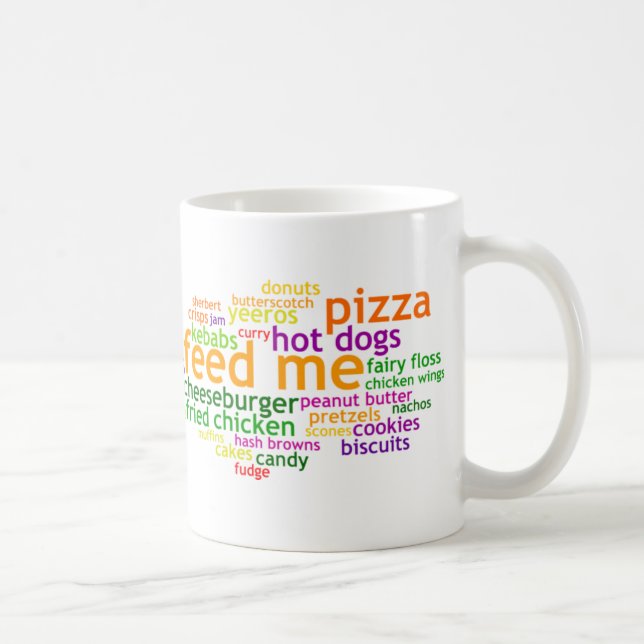 Füttern Sie mir Wordle Kaffeetasse (Rechts)