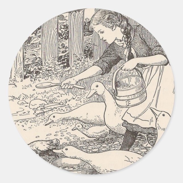 Fütternd Enten Runder Aufkleber (Vorderseite)