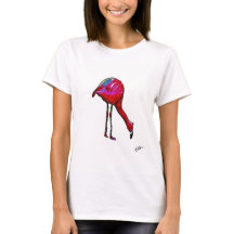 Fütternd Flamingo im Abstrakten T - Shirt