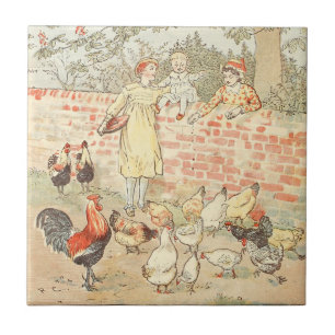 Fütternd Hühner - Vintage Hühnereier Fliese