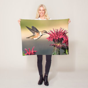 Fütternd Hummingvogel-Blume Fleecedecke