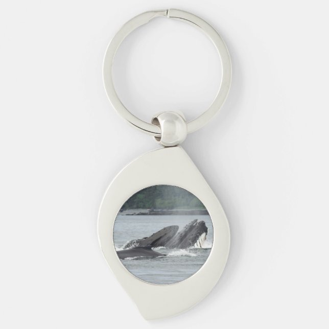Fütternd Humpbackwale Schlüsselanhänger (Vorderseite)