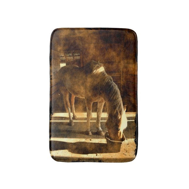 Fütternd Stall und Pinto Horse Badematte (Vorderseite Vertikal)