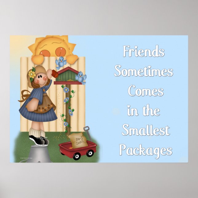 Fütternd Vögel für Landmädchen - Zitat zur Freunds Poster (Vorne)