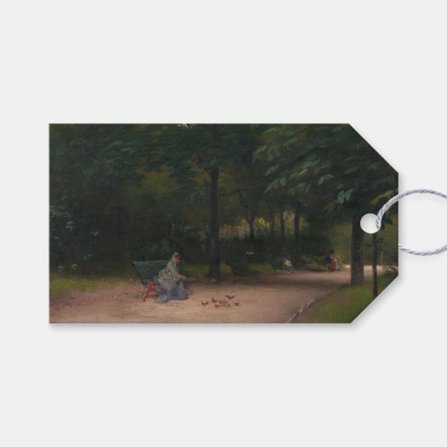 Fütternd Vögel im Park (von Paul Peel) Geschenkanhänger (Vorderseite (Horizontal))