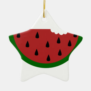 Futterschnitzel, gesteppt, Wassermelone Keramik Ornament