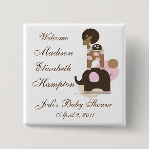 Fütterte Tiere mit Personalisiertem rosa Knopf Button