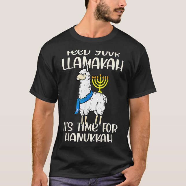 Füttre deinen Llamakah Llama Hanukkah Pajamas Chan T-Shirt (Vorderseite)