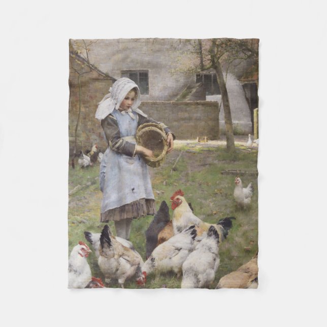 Füttre der Hühner (von Walter Frederick Osborne) Fleecedecke (Vorderseite)