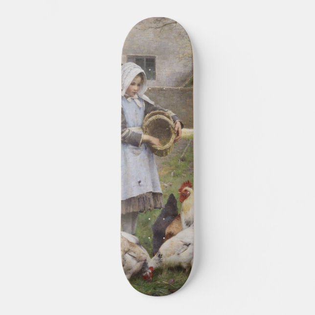 Füttre der Hühner (von Walter Frederick Osborne) Skateboard (Vorderseite)