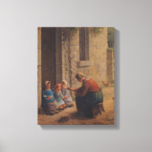 Füttre der Jungen 1850 Leinwanddruck