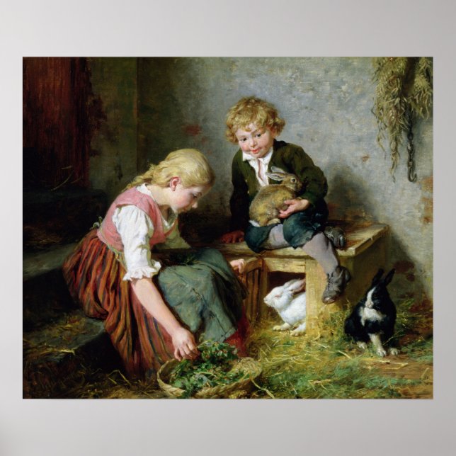 Füttre der Kaninchen Poster (Vorne)