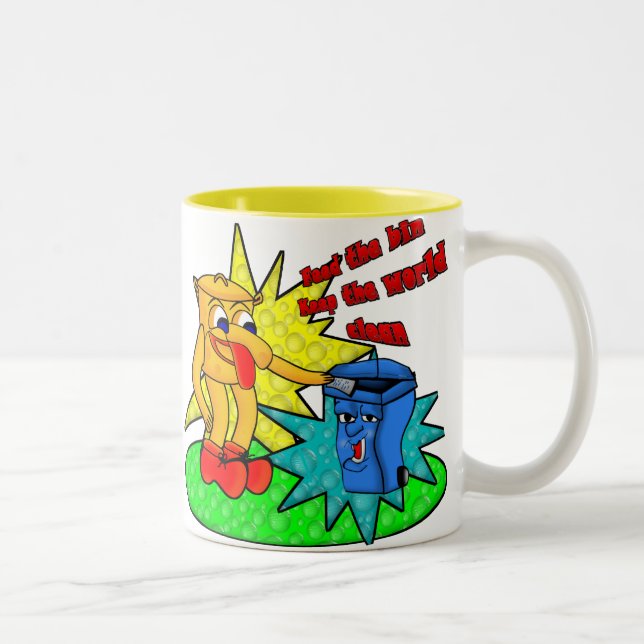 Füttre der Mülltonne - Behalt der Welt sauber Zweifarbige Tasse (Rechts)