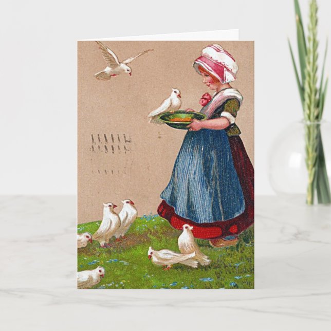 Füttre der Vintagen Vogelkarte Karte (Vorderseite)