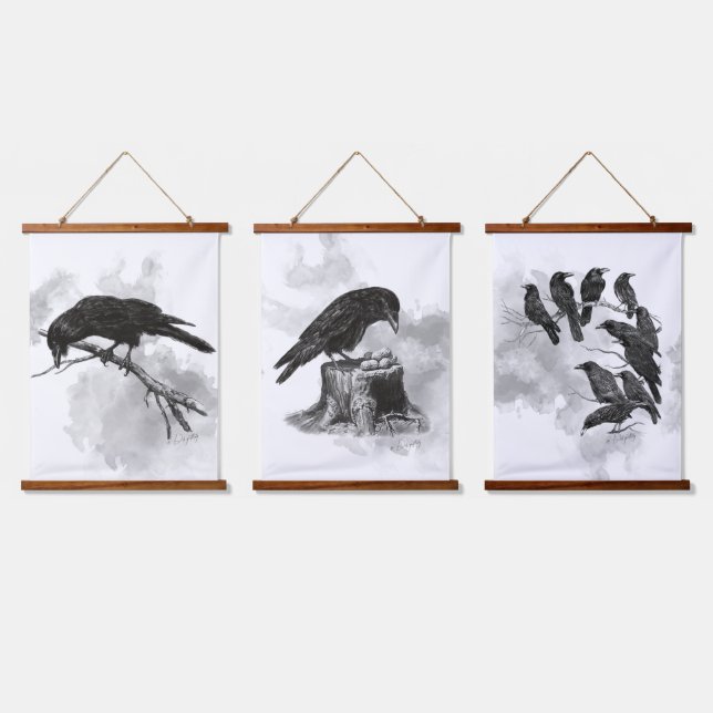 Füttre ihnen Peanuts Crow Lovers Wandteppich Mit Holzrahmen (Dreifach)