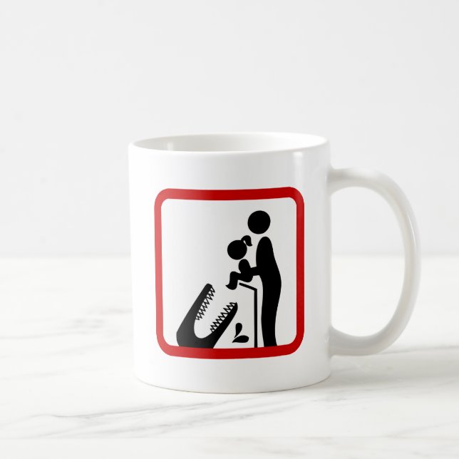 Füttre keine Tochter zum Krokodil-Zoozeichen Kaffeetasse (Rechts)