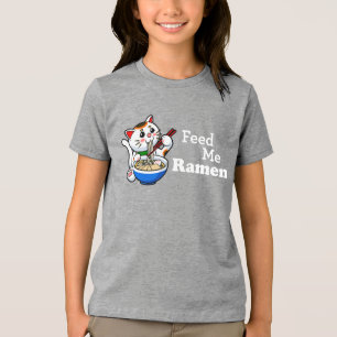 Füttre Me Ramen - Niedliche Katze Tri-Blend Shirt
