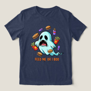 Füttre mich oder ich Boo Ghost Halloween Tri-Blend Shirt