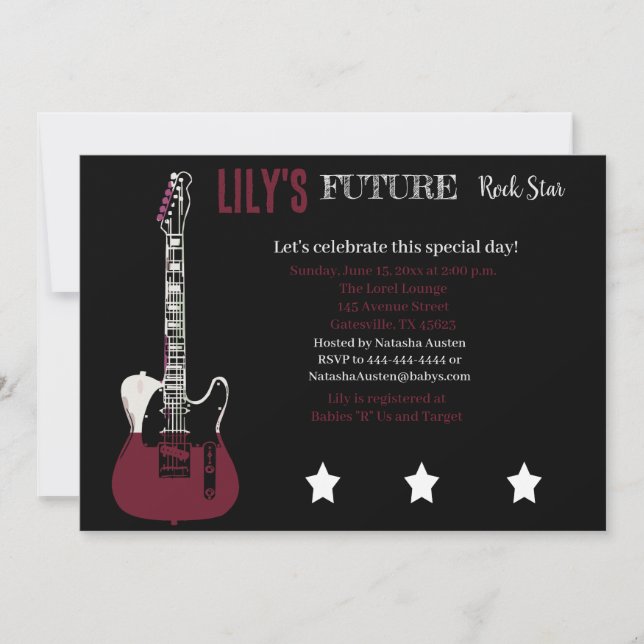 Futur Baby shower Rocker Invitation rouge (Devant)
