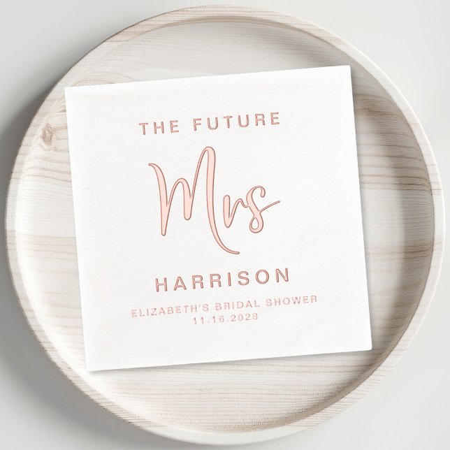 Futur chic Mme Cérémonie de mariage Rose Gold (Elevate her bridal shower decor with these elegant "The Future Mrs" rose gold foil napkins)