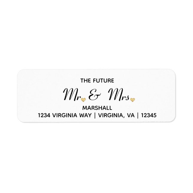 Futur M. & Mme Mariage Adresse Étiquette de retour (Devant)