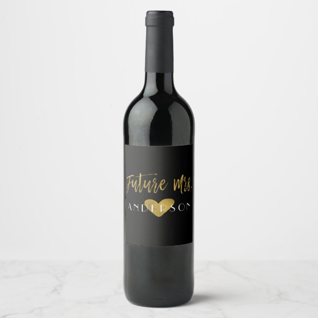 Futur Mme Gold Foil Étiquette de vin de mariée (Devant)