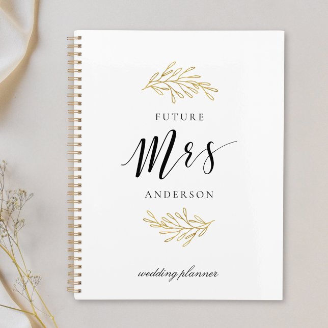 Futur Mme Mariage Feuillage Or Moderne (Créateur téléchargé)
