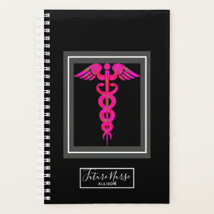 Futur Nurse Rose Noir Caduceus Personnalisé