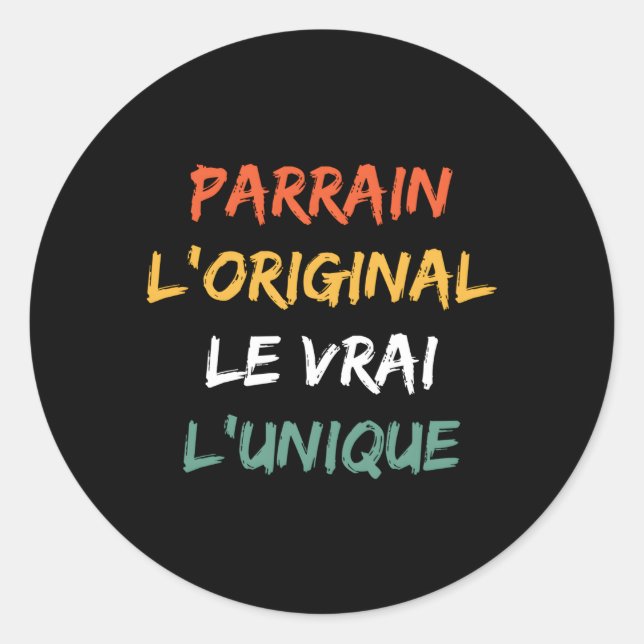 Futur Parrain Homme Le Vrai L'Parrain Runder Aufkleber (Vorderseite)