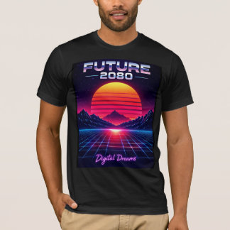 Future 2080 Digital Dreams Retro Neon Art Print T-Shirt