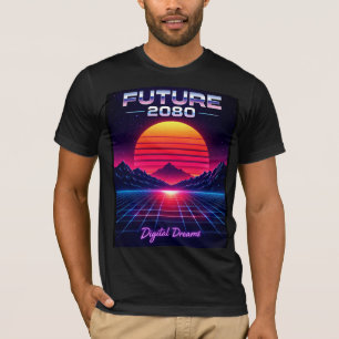 Future 2080 Digitale Träume Retro Neon Kunst Druck T-Shirt