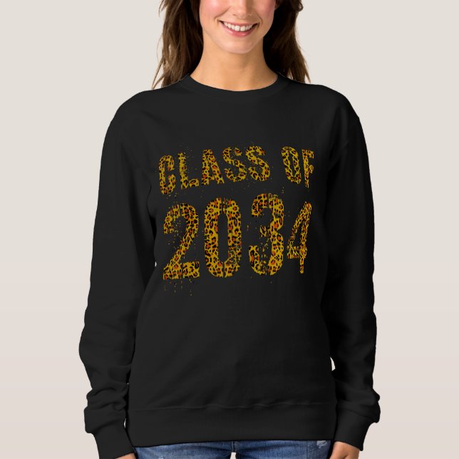 Future Abschluss Class of 2034 Leopard Print 1. Sweatshirt (Vorderseite)