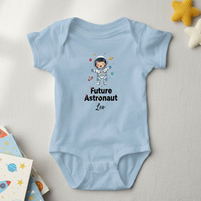 Future Astronaut  Personalized Light Blue  Bodysui Baby Strampler (Von Creator hochgeladen)