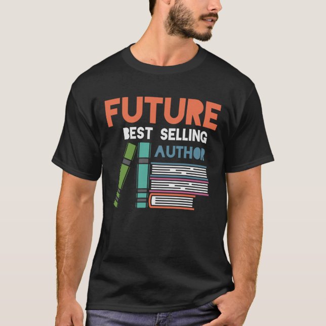 Future Author Witty Bookworm Library Fan T-Shirt (Vorderseite)