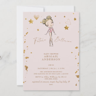 Future Ballerina Blush Baby Dusche Einladung