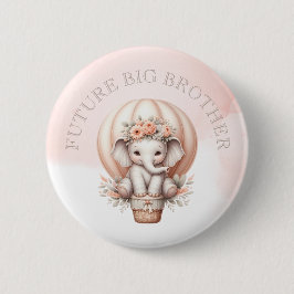 Future Big Brother Baby Shower Peach Elephant Button
