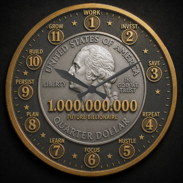 Future Billionaire Mindset Millionaire  Große Wanduhr (Von Creator hochgeladen)