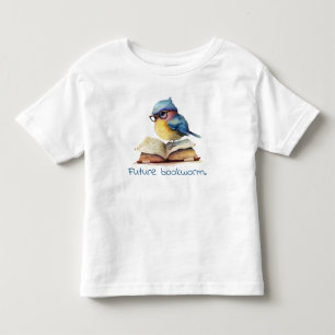 Future Bookworm Blue Bird Reading Baby Kleinkind T-shirt
