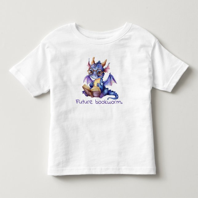 Future Bookworm Lila Dragon Reading Baby Kleinkind T-shirt (Vorderseite)