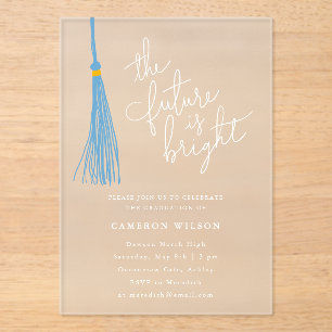 Future Bright Light Blue Tassel Graduation Party Acryleinladungen