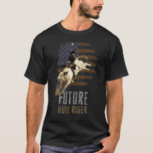 Future Bull Rider Patriotic American Flag for Cow T-Shirt
