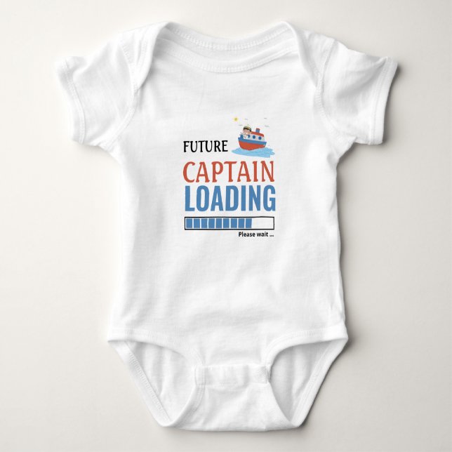 Future Captain Loading Funny Niedlich Personalisie Baby Strampler (Vorderseite)