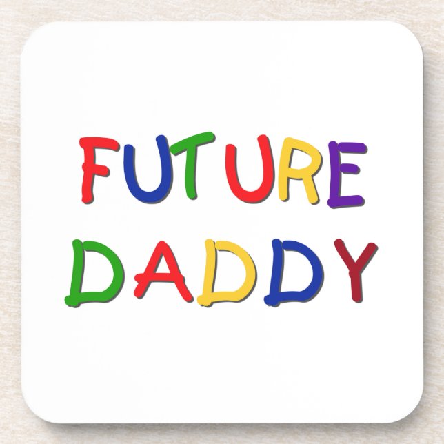 Future Daddy Primary Colors - T - Shirt und Gesche Getränkeuntersetzer (Vorderseite)