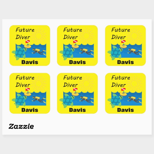 Future Diver Design - Square Stickers (Blatt)