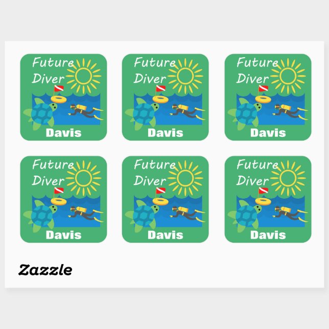 Future Diver Design - Square Stickers (Blatt)