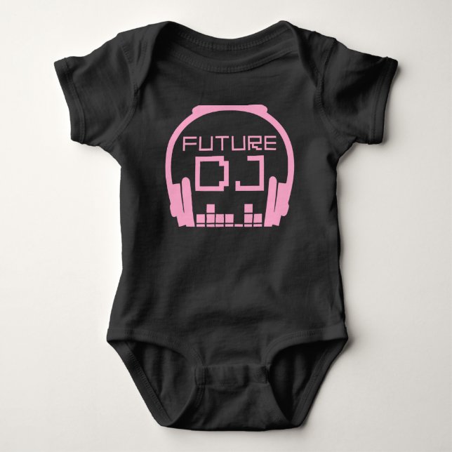 Future DJ Baby Girl Kids Deejay Disc Jockey Pink Baby Strampler (Vorderseite)