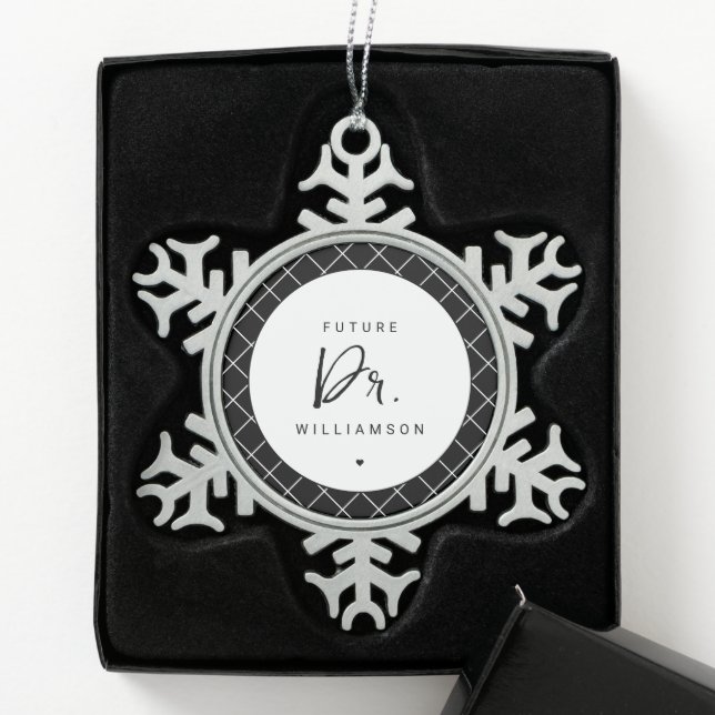 Future Doctor | Medizinstudentin Schneeflocken Zinn-Ornament (Box)