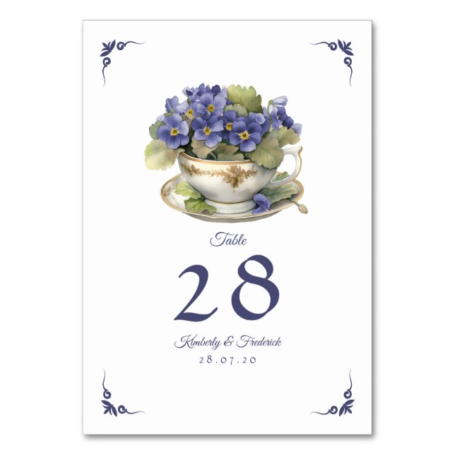Future Dusk Common Abend Primrose Floral Wedding Tischnummer (Vorderseite)
